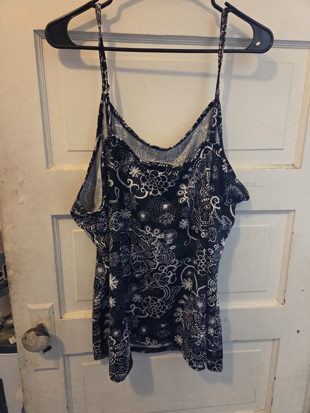 Blue & White Floral Cold-Shoulder Tank Top () - Picture 3 of 3